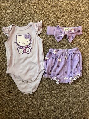 Hello Kitty Lilac 3-Piece Set — Bodysuit, Bloomers & Bow Headband